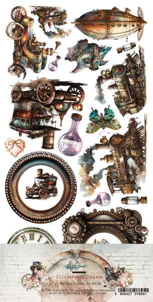 ПРЕДЗАКАЗ НАБОР БУМАГИ ДЛЯ ВЫРЕЗАНИЯ "STEAMPUNK DREAM" 15*30см. 6 ЛИСТОВ