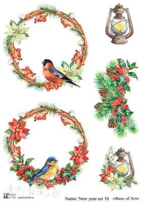 Карта для декупажа А4 New year set 16