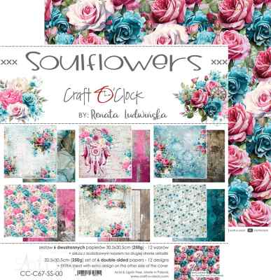 ПРЕДЗАКАЗ НАБОР БУМАГИ ДЛЯ СКРАПБУКИНГА "SOULFLOWERS" 30*30см. 6 ЛИСТОВ 