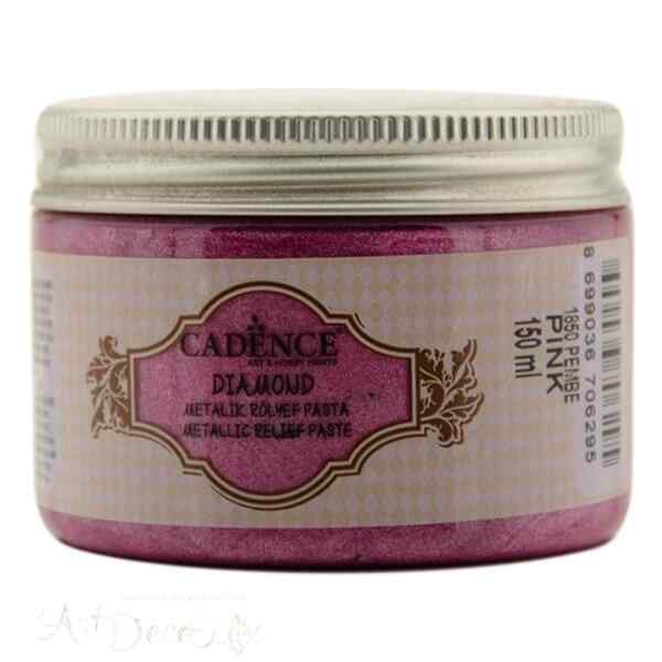 Рельефная паста-металлик Cadence Diamond Metallic Relief Paste, 150 ml. Розовый