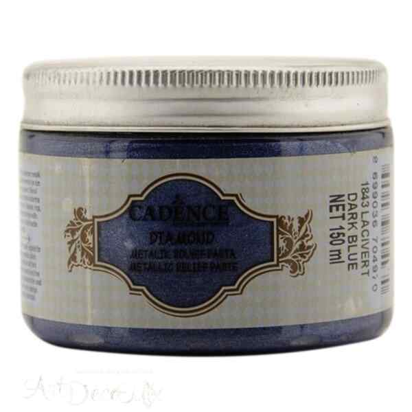 Рельефная паста-металлик Cadence Diamond Metallic Relief Paste, 150 ml. Темно-синяя