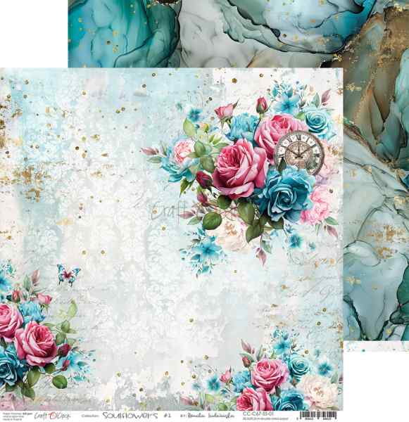 БУМАГА ДЛЯ СКРАПБУКИНГА "SOULFLOWERS" 30*30см.  