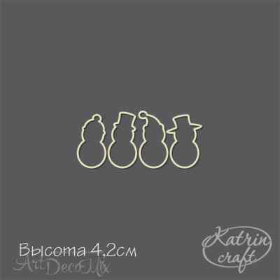 Чипборд Снеговики контурные мини 4шт