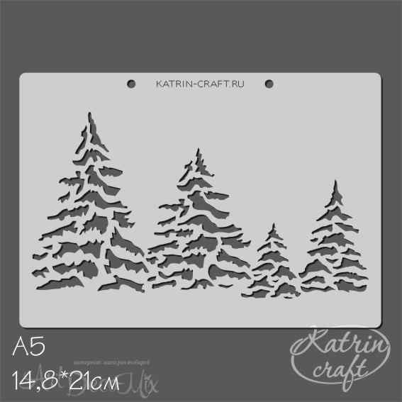 Трафарет А5 Елки лес средний