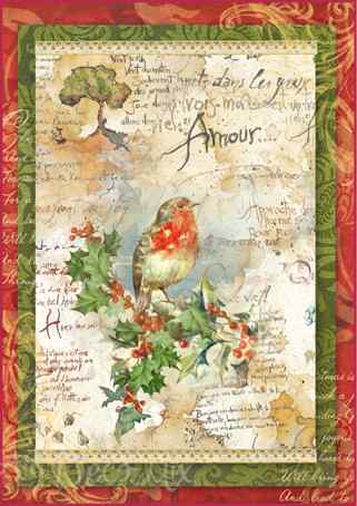 Бумага рисовая мини-формат "Рождественские цветы и поэзия" A4
