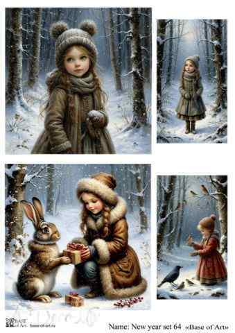 Карта для декупажа А4 New year set 64
