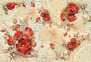 Бумага рисовая для декупажа "Красные розы" 48х33 см