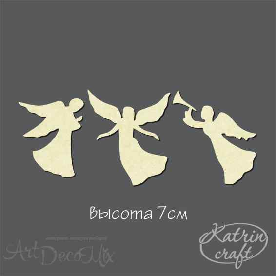 Чипборд Рождественские ангелы, выс. 7см.