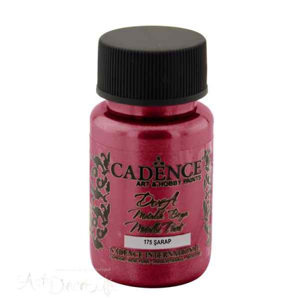 Краска акриловая Dora Metallic, 50мл, цвет Красное вино