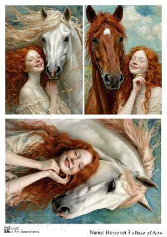 Карта для декупажа А4 Horse set 3