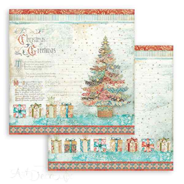 ЛИСТ БУМАГИ ДЛЯ СКРАПБУКИНГА "Christmas Greetin" 1 шт. 30*30см. 2